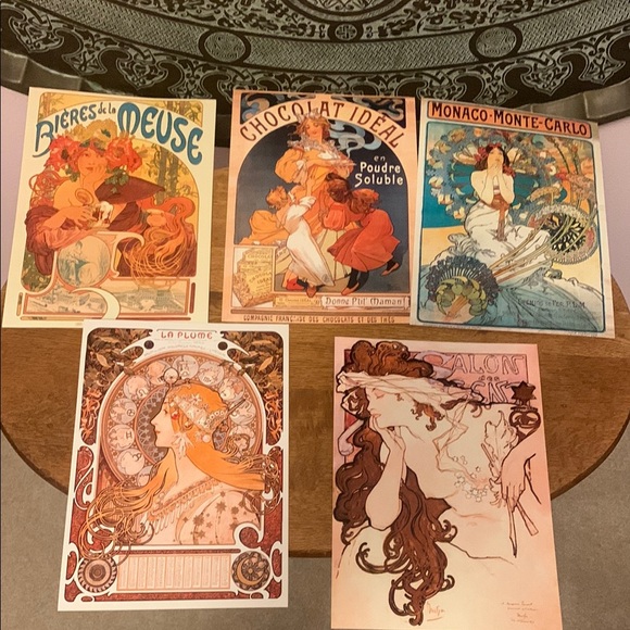 art nouveau Other - Vintage Art Nouveau Posters Set 7x10 Prints